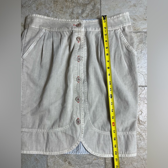 Anthropologie Hei Hei Button Front Skirt Sz 8 Beige Cotton Casual Cottagecore - Picture 11 of 11